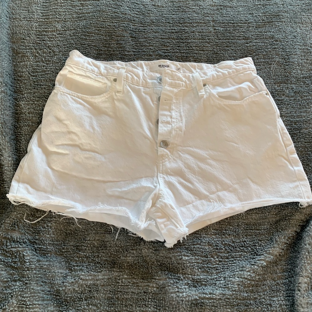 Hudson white cut off jeans